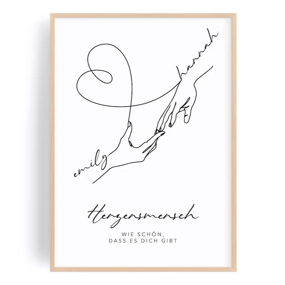 Herzensmensch Geschenk – Personalisierbares Bild für Freundin