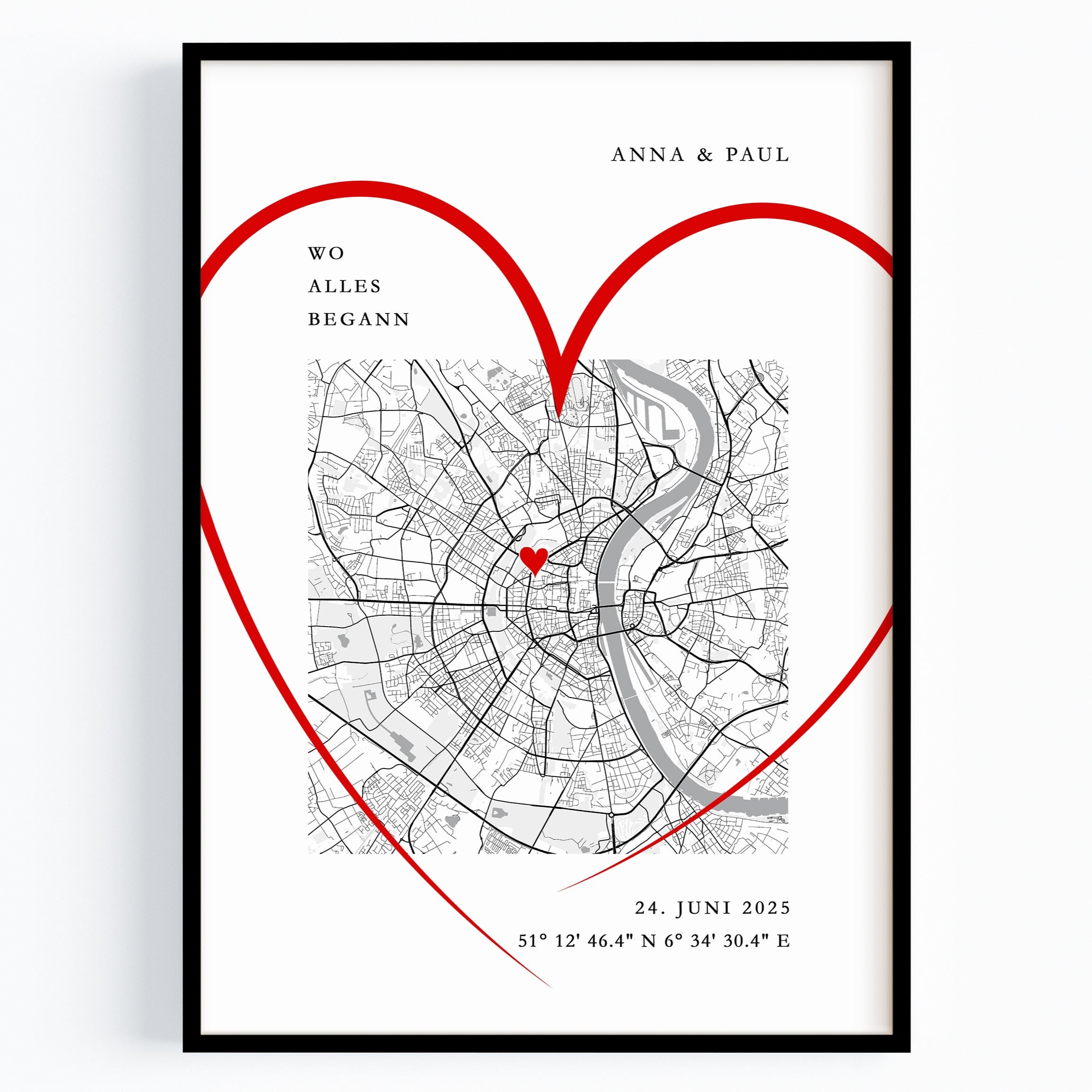 Wo alles begann Poster Herz Stadtkarte
