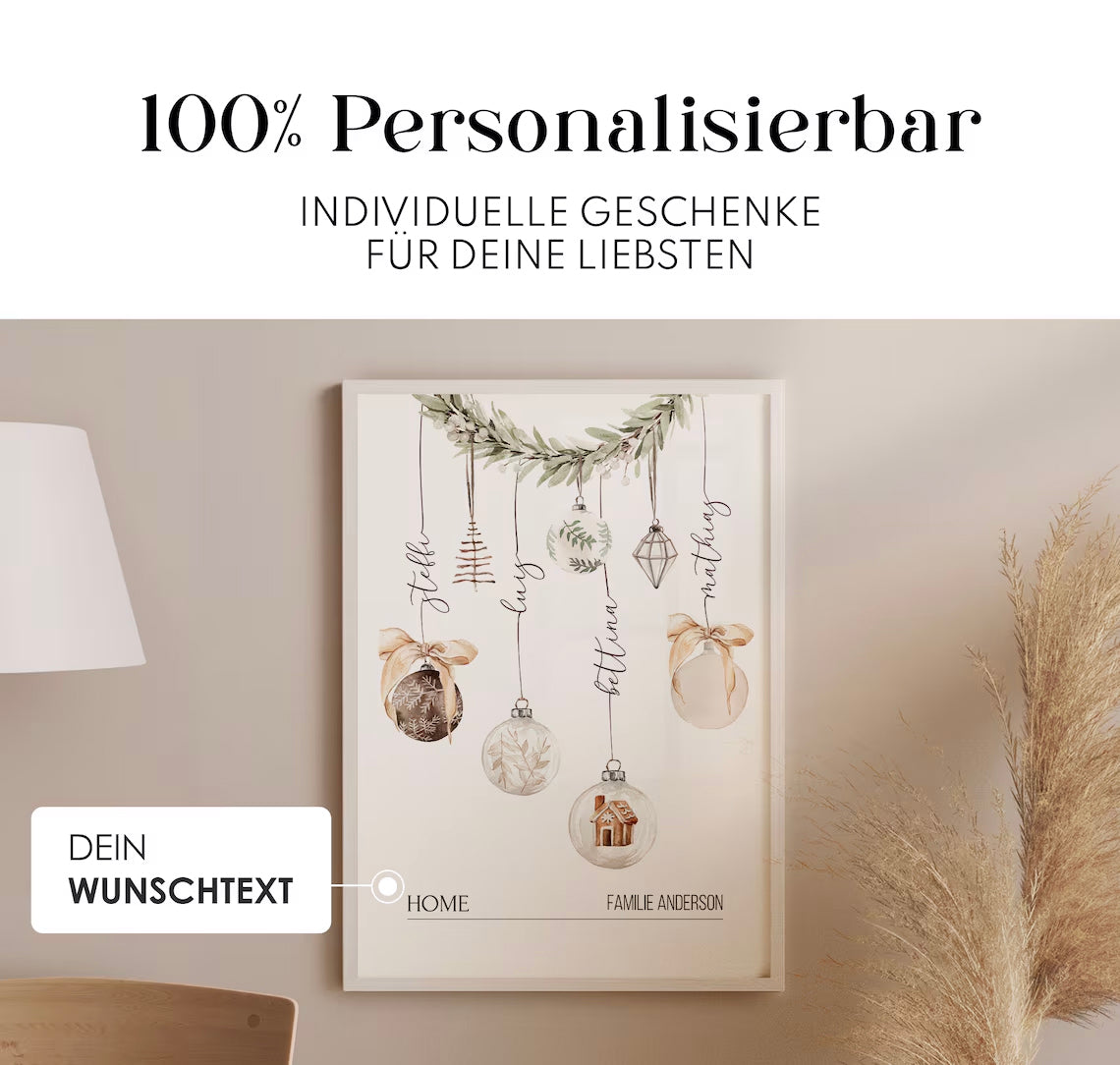Familienposter mit Vornamen - Weihnachtsgeschenk für Familie, Eltern, Nachbarn