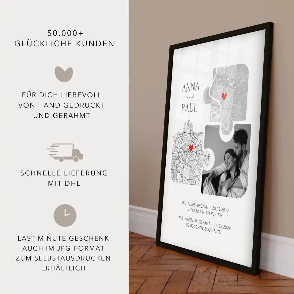 Partner Geschenk Koordinaten Bild mit Foto