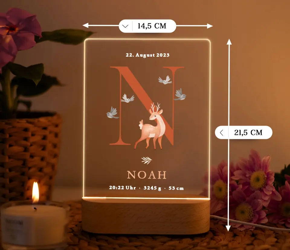 Nachtlicht LED Geschenk zur Geburt Tier Aquarell