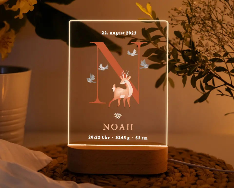 Nachtlicht LED Geschenk zur Geburt Tier Aquarell