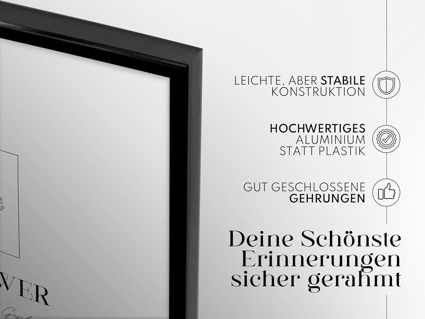 Artower® Bilderrahmen Schwarz Holz | Schwarzer Dünner Rahmen