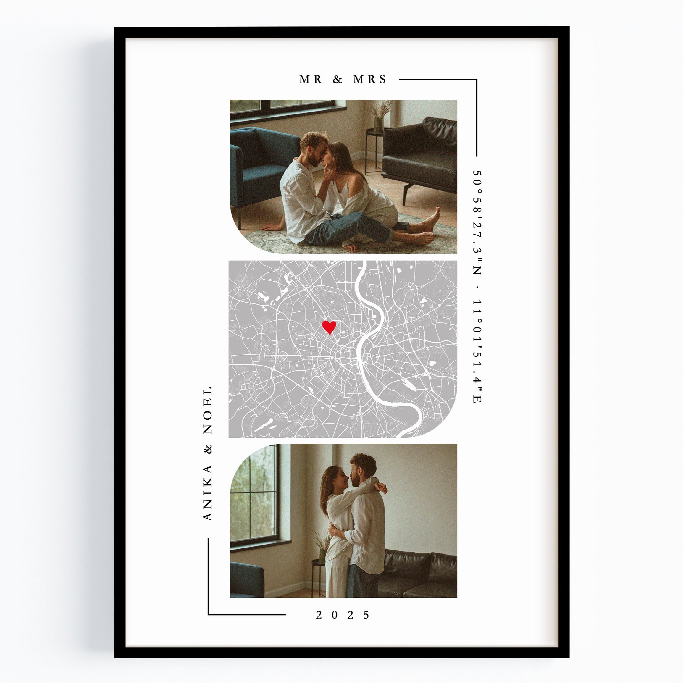 Jahrestag Geschenk für ihn Koordinaten Bild mit Fotos