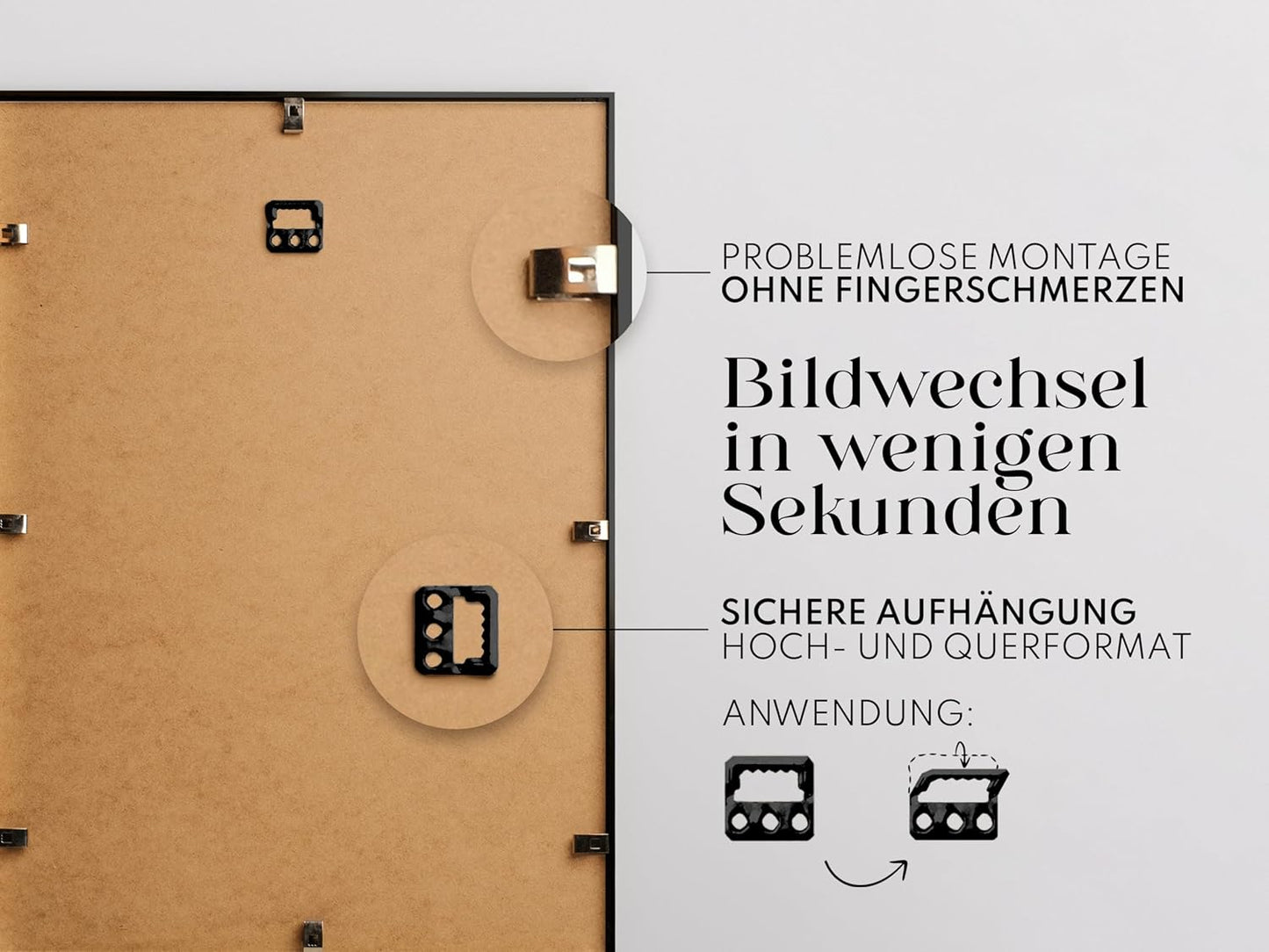 Artower® Bilderrahmen Schwarz Holz | Schwarzer Dünner Rahmen