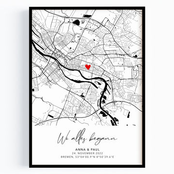 Personalisiertes Hochzeitsgeschenk - Wo alles begann Koordinaten Bild