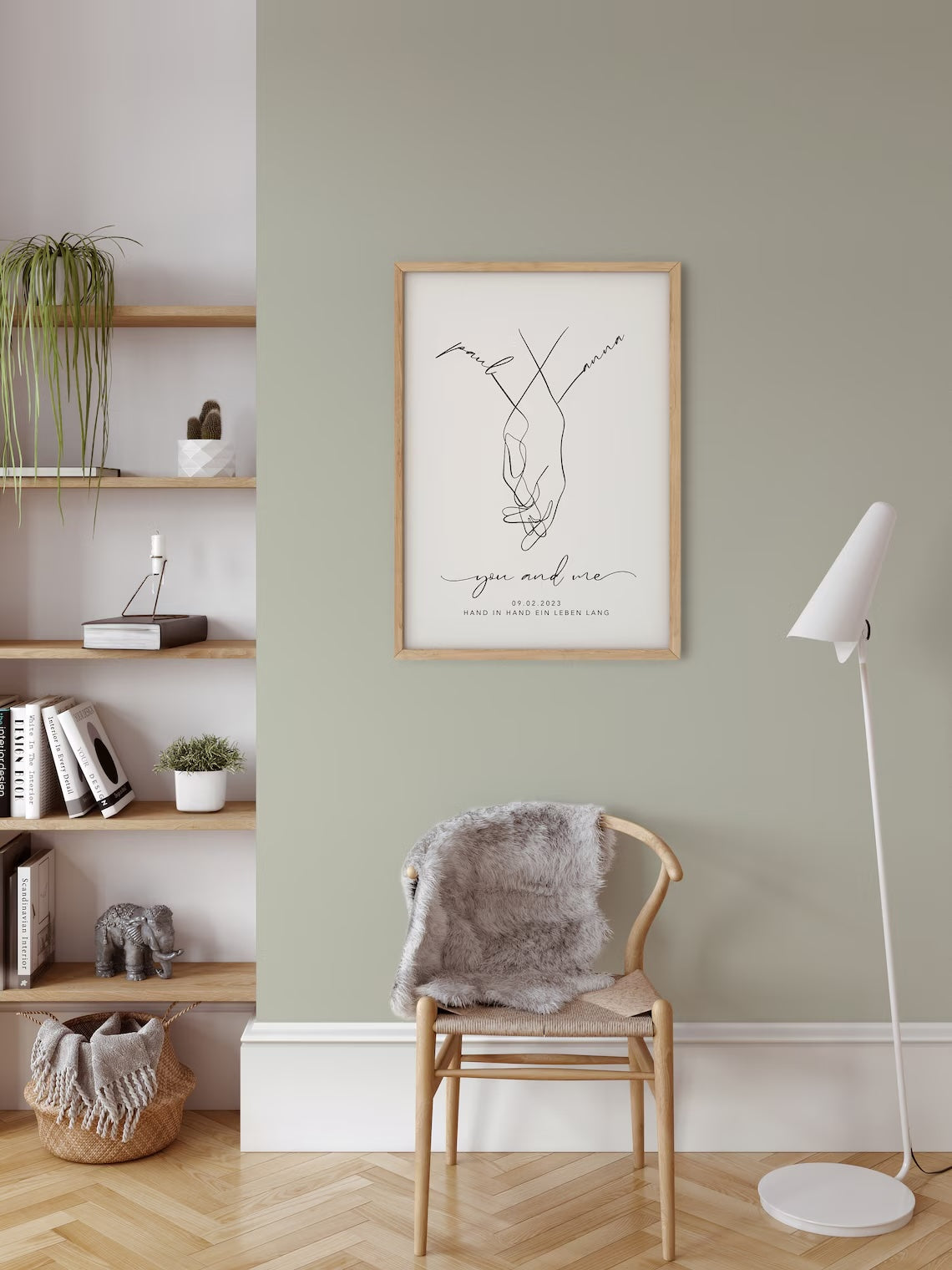 Hochzeitsgeschenk personalisiert mit Namen & Datum - Bild Brautpaar Hand in Hand