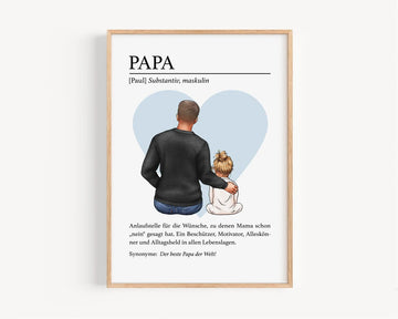 Papa Geschenk personalisiert – Papa Bild & Definition Poster zum Vatertag & Geburtstag