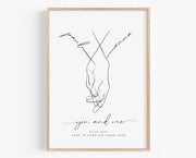 Hochzeitsgeschenk personalisiert mit Namen & Datum - Bild Brautpaar Hand in Hand