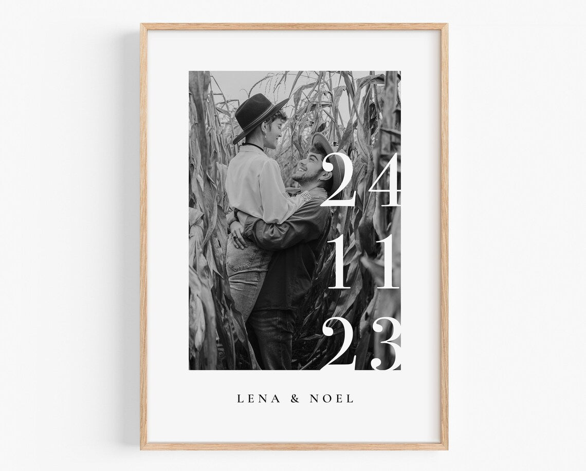 Jahrestag Geschenk – Personalisiertes Poster mit Namen, Datum & Foto