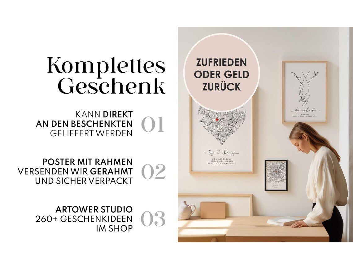 Jahrestag Geschenk – Personalisiertes Poster mit Namen, Datum & Foto