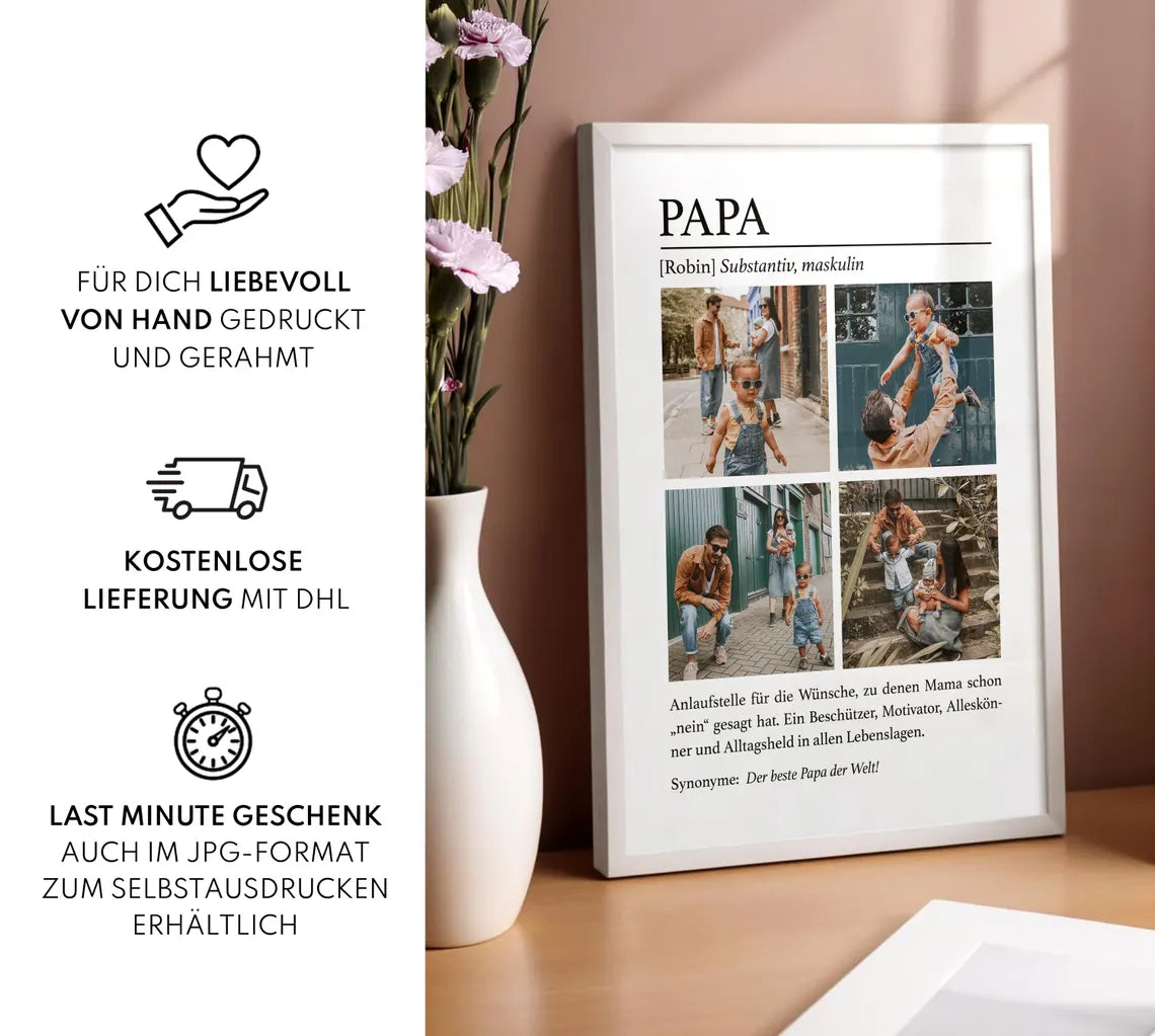 Papa Geschenk mit Fotos – personalisiertes Vatertagsgeschenk für Papa, Mann, Ehemann, Vater