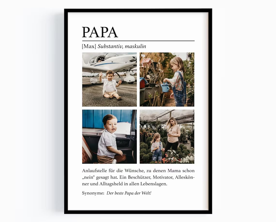 Papa Geschenk mit Fotos – personalisiertes Vatertagsgeschenk für Papa, Mann, Ehemann, Vater