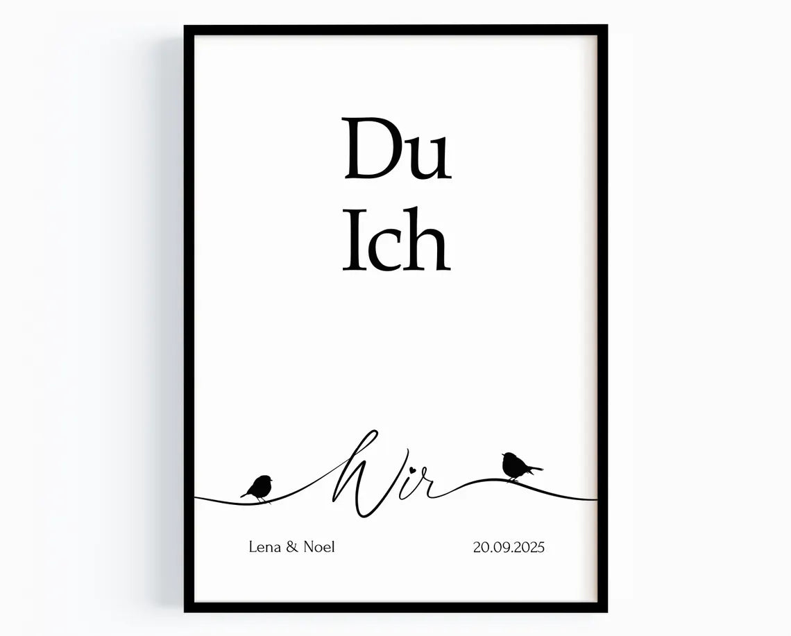 „Du Ich Wir“ – Personalisiertes Poster zur Hochzeit & zum Jahrestag
