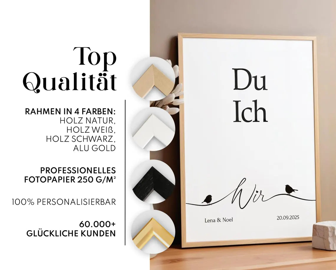 „Du Ich Wir“ – Personalisiertes Poster zur Hochzeit & zum Jahrestag