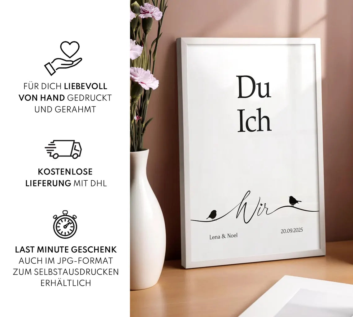 „Du Ich Wir“ – Personalisiertes Poster zur Hochzeit & zum Jahrestag