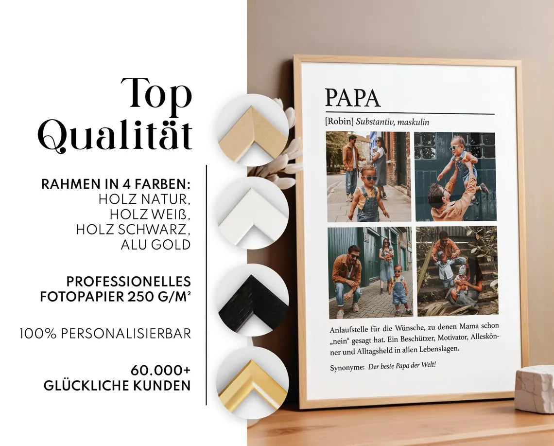 Papa Geschenk mit Fotos – personalisiertes Vatertagsgeschenk für Papa, Mann, Ehemann, Vater