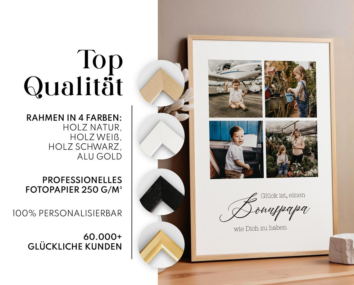 Bonuspapa Geschenk – Vatertagsgeschenk für Stiefvater, Stiefpapa Geburtstag Fotogeschenk