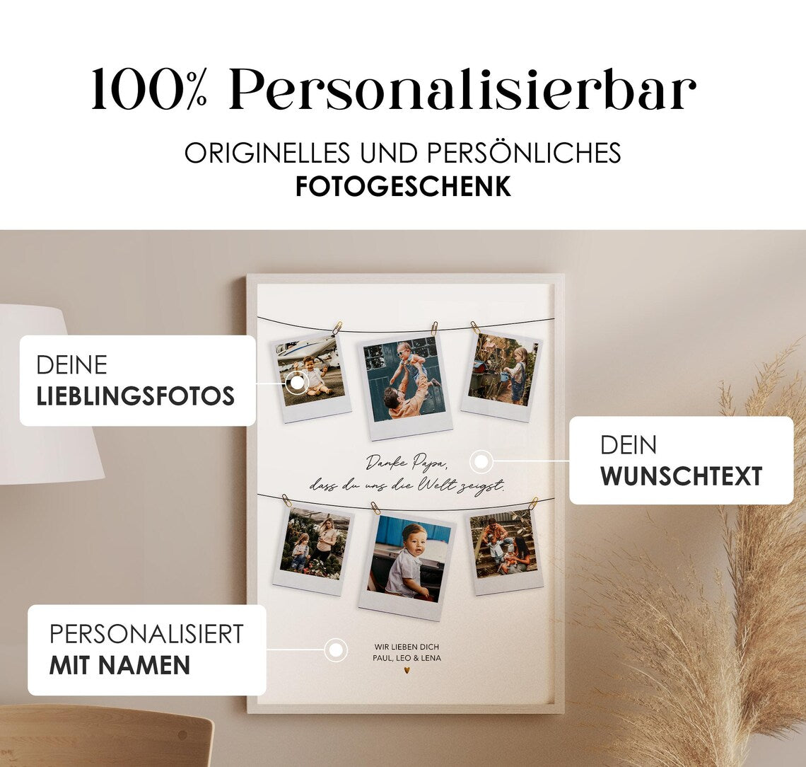 Danke Papa – Personalisiertes Geschenk mit Fotos, Vatertag Geschenkidee