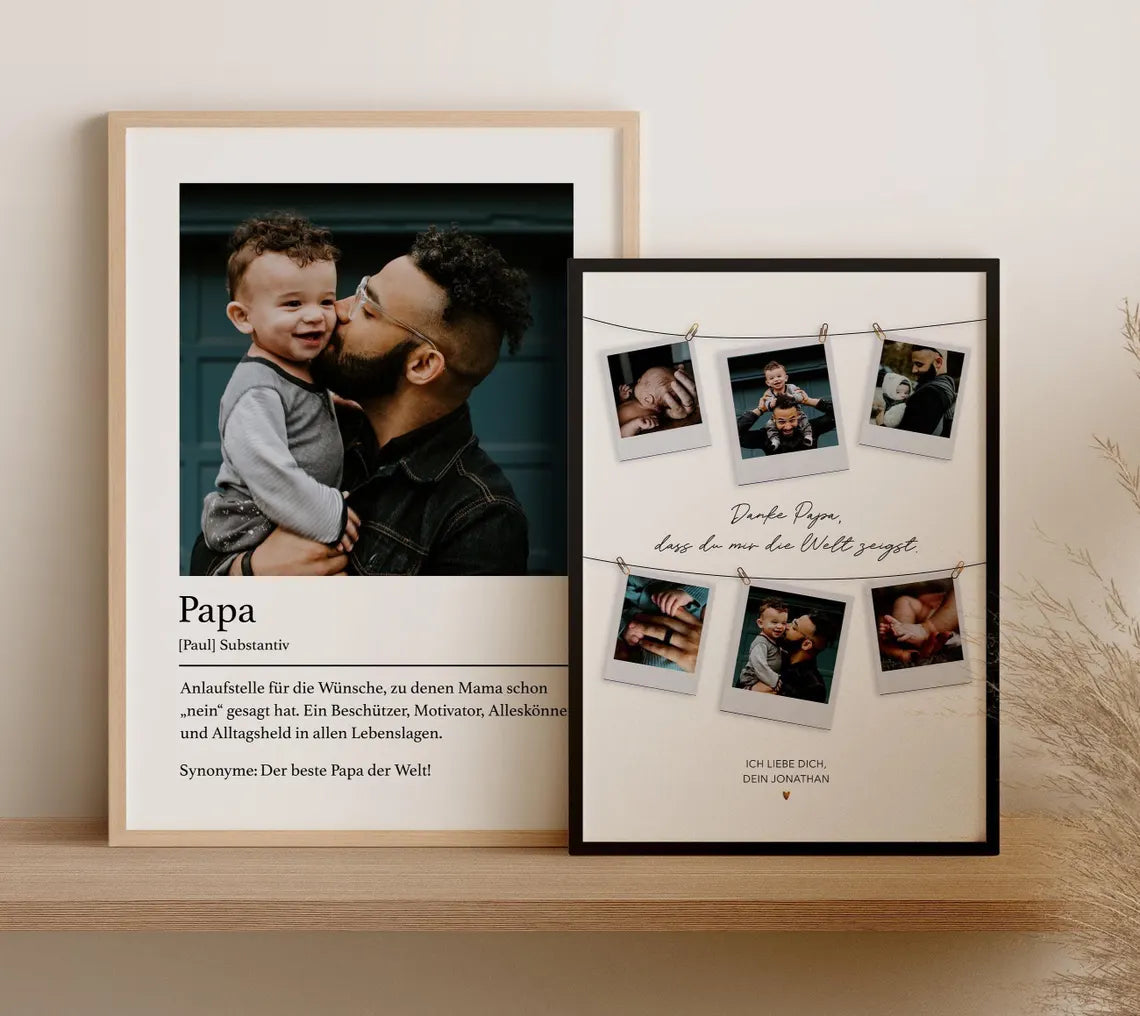Danke Papa – Personalisiertes Geschenk mit Fotos, Vatertag Geschenkidee