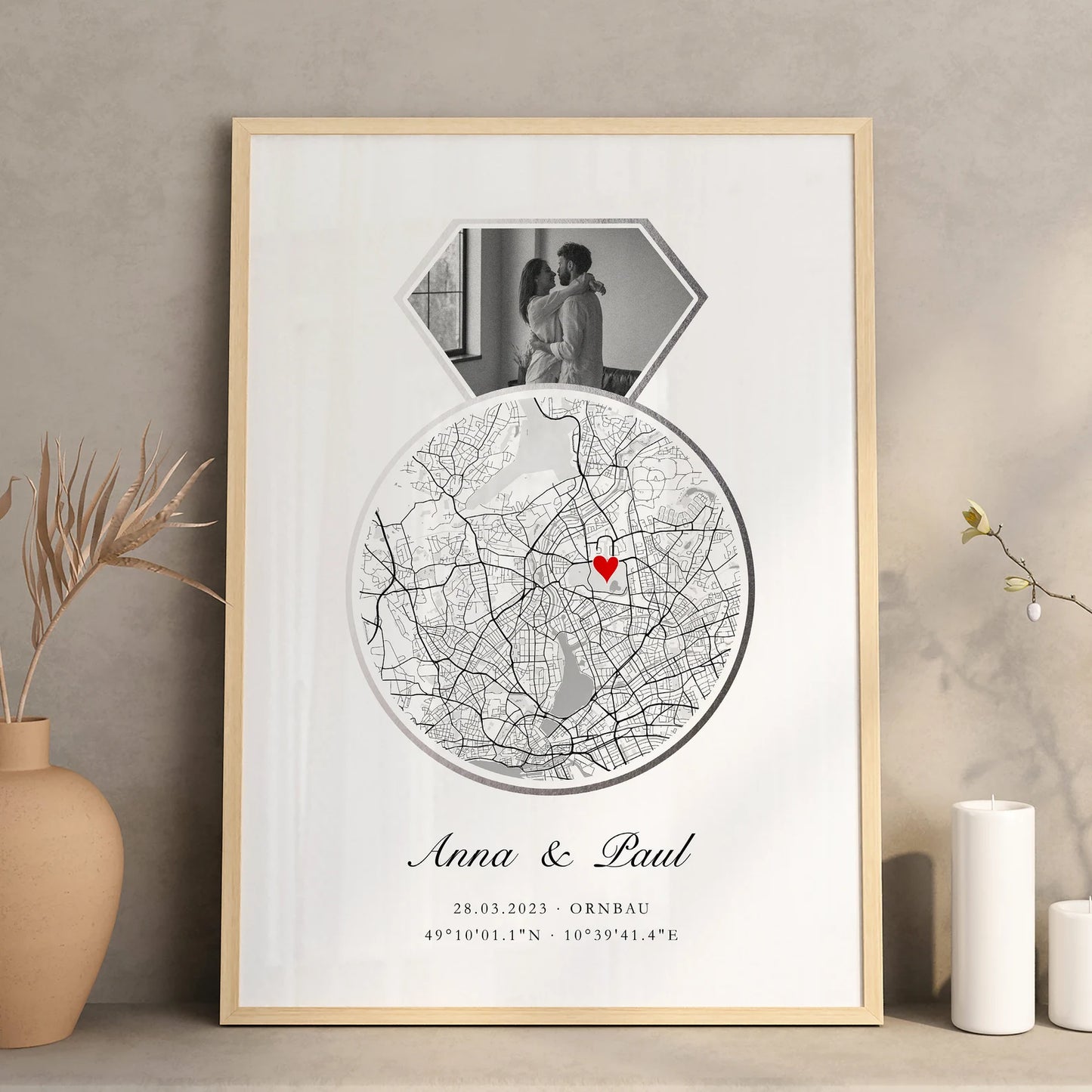 Silberhochzeit Geschenk – Personalisiertes Poster mit Koordinaten