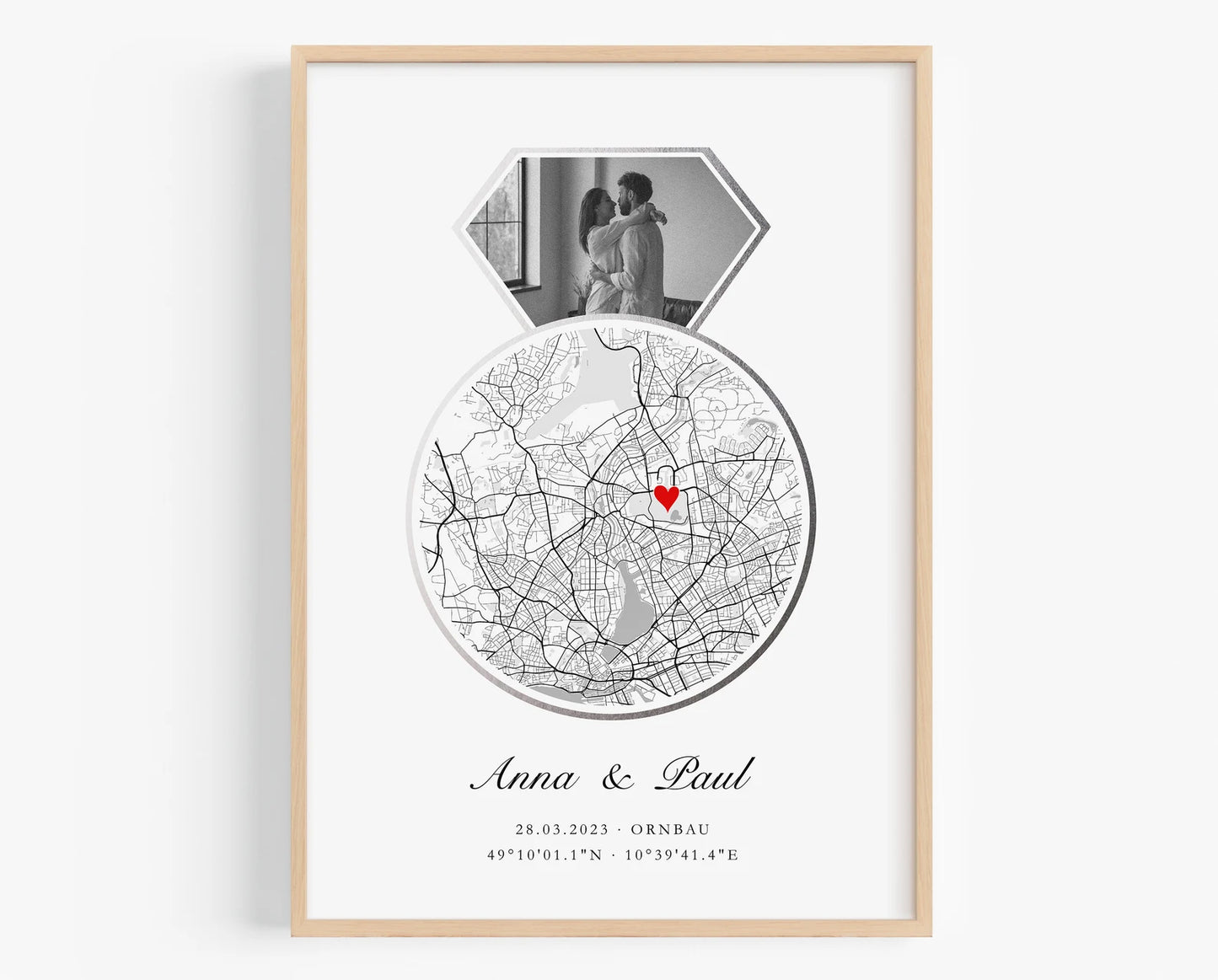 Silberhochzeit Geschenk – Personalisiertes Poster mit Koordinaten