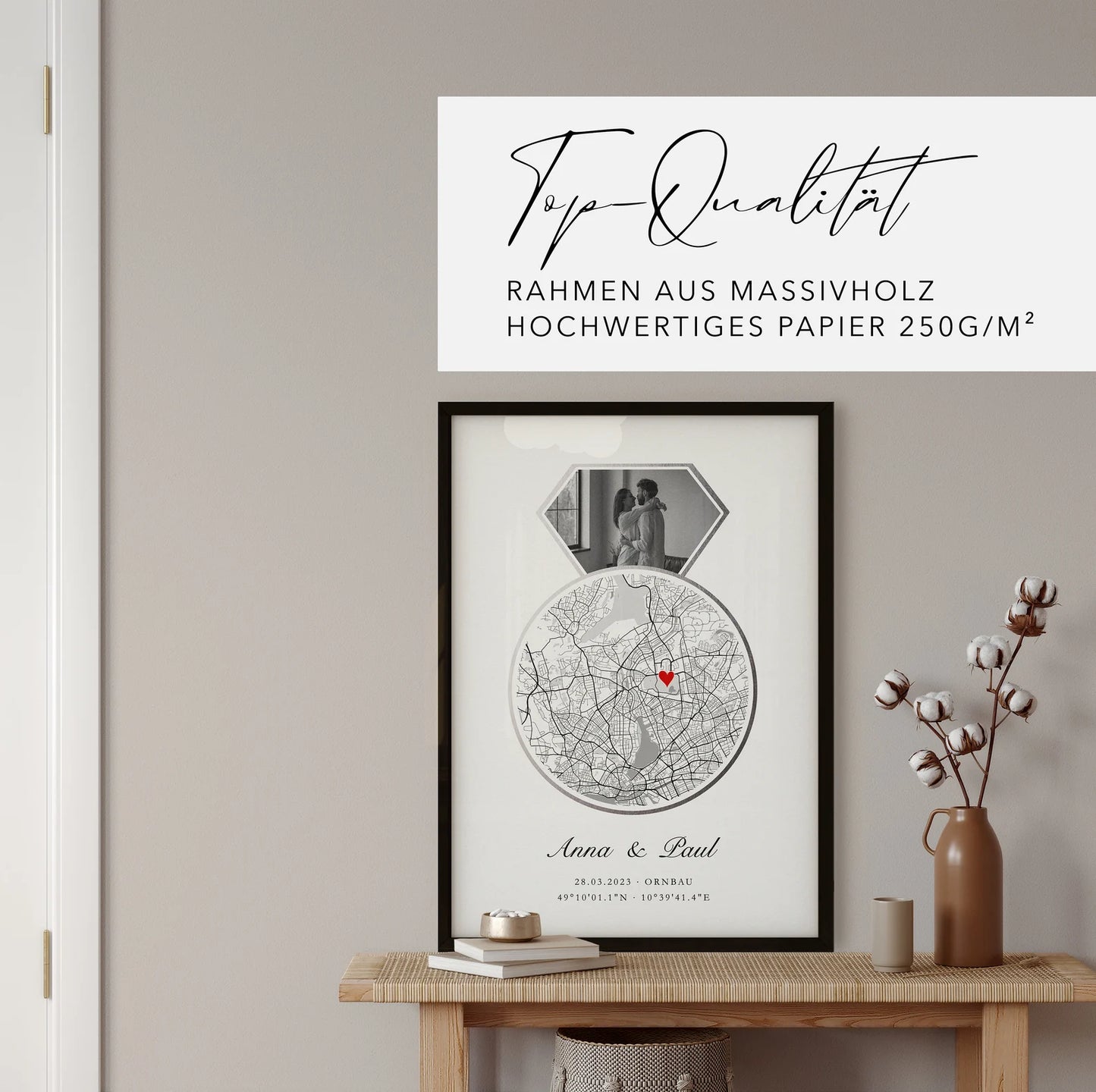 Silberhochzeit Geschenk – Personalisiertes Poster mit Koordinaten