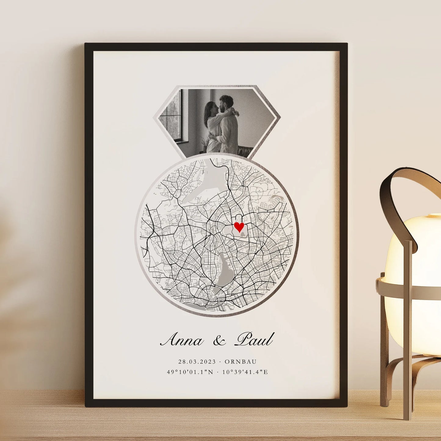 Silberhochzeit Geschenk – Personalisiertes Poster mit Koordinaten