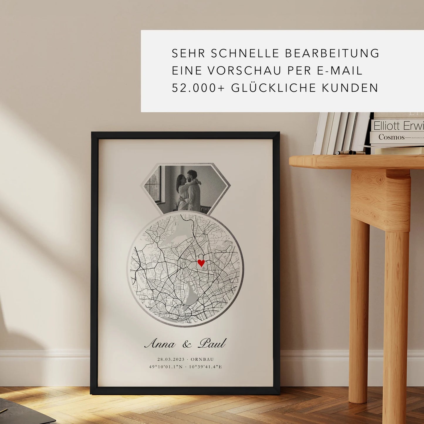 Silberhochzeit Geschenk – Personalisiertes Poster mit Koordinaten