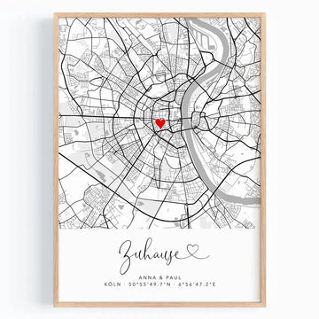 Koordinaten Bild Zuhause - Einzugsgeschenk, Haus Poster