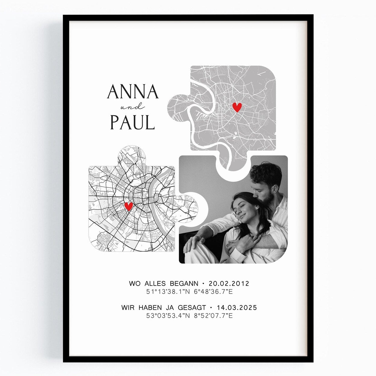 Partner Geschenk Koordinaten Bild mit Foto