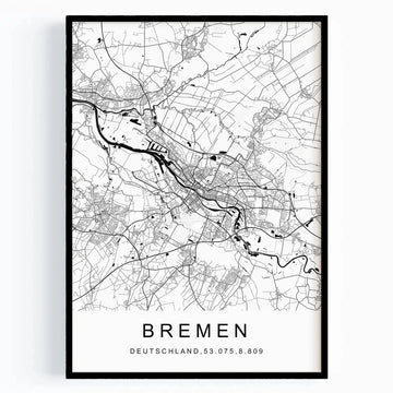 Personalisierte Stadtkarte | Koordinaten Poster in Schwarz-Weiß