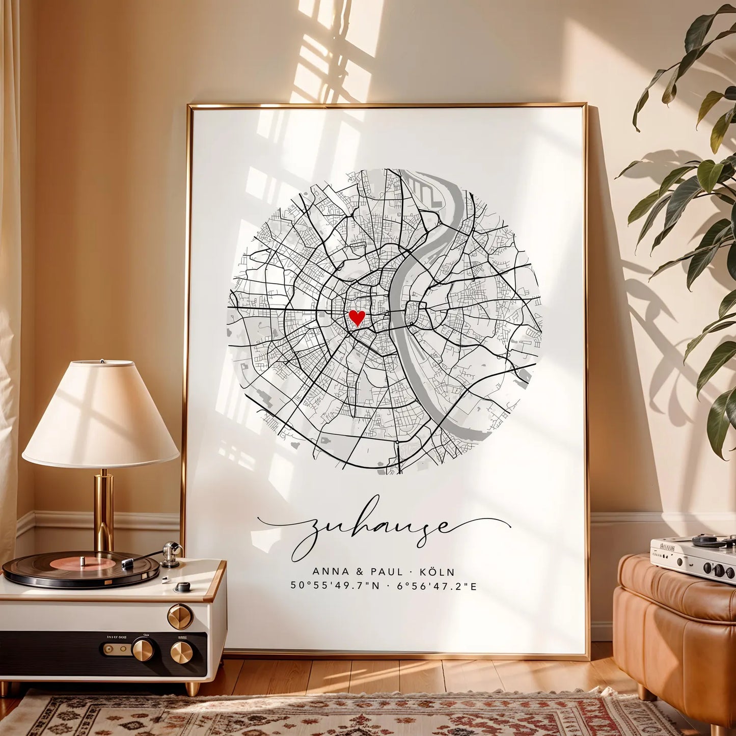 Zuhause Poster im Kreis - Personalisierte Stadtkarte
