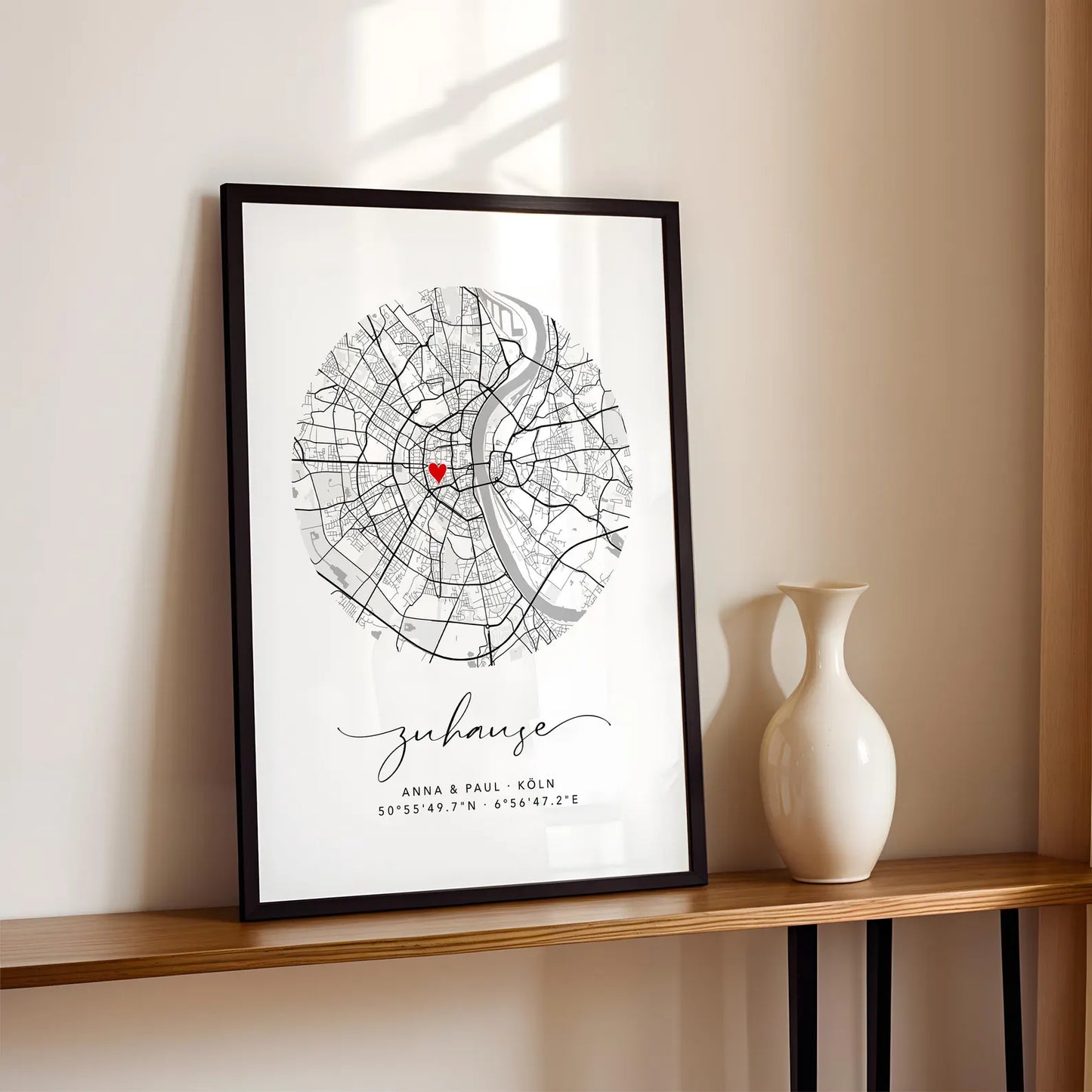 Zuhause Poster im Kreis - Personalisierte Stadtkarte
