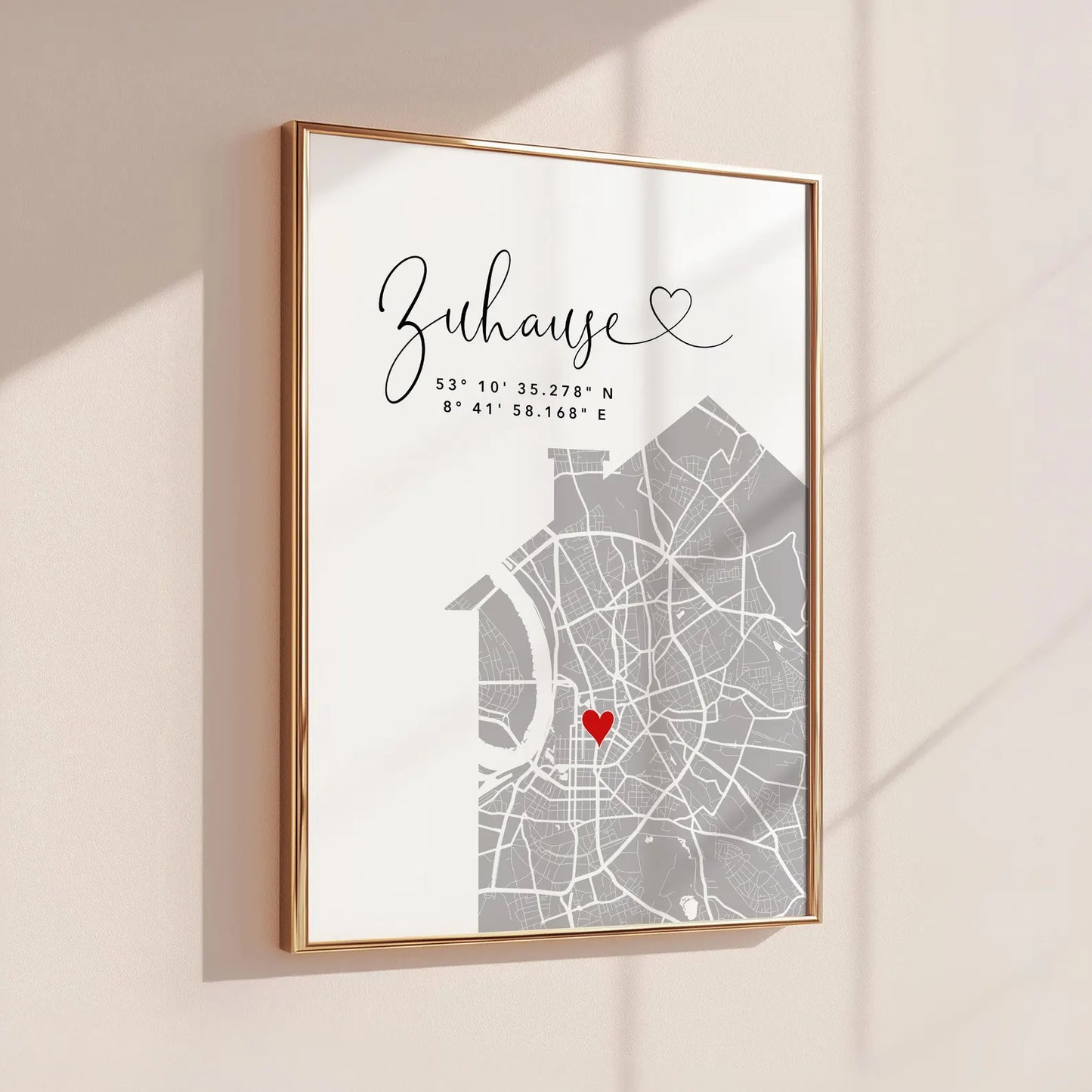 Zuhause Poster mit Haus rechts - Personalisierte Stadtkarte
