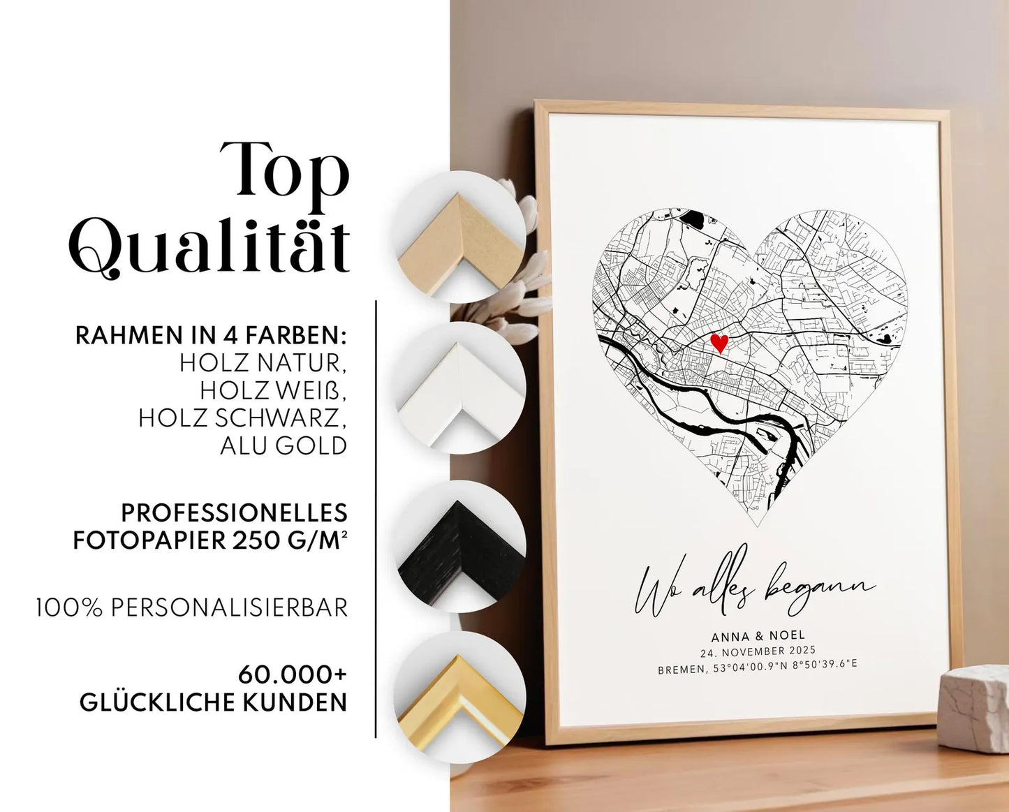 Wo alles begann Poster - Personalisierte Stadtkarte
