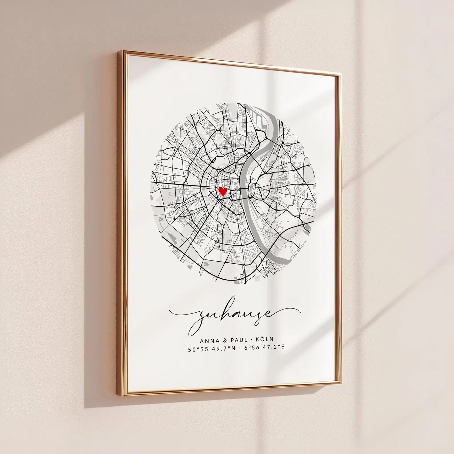 Zuhause Poster im Kreis - Personalisierte Stadtkarte