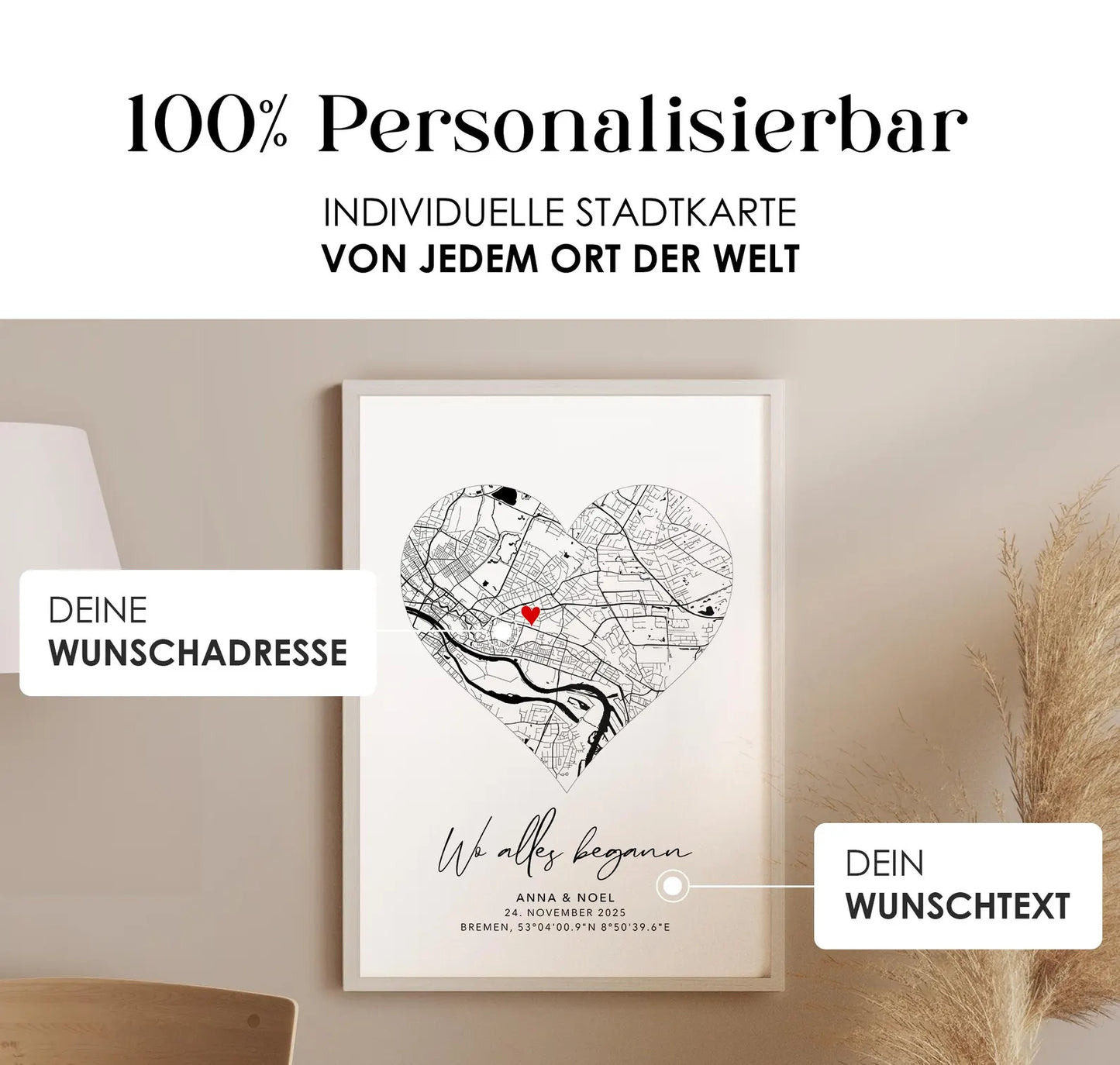 Wo alles begann Poster - Personalisierte Stadtkarte