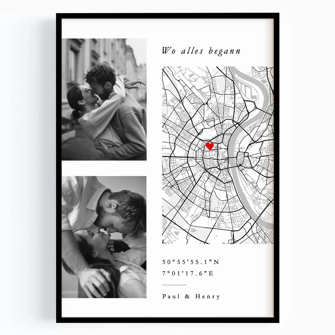 Wo alles begann Fotogeschenk - persönliche Stadtkarte