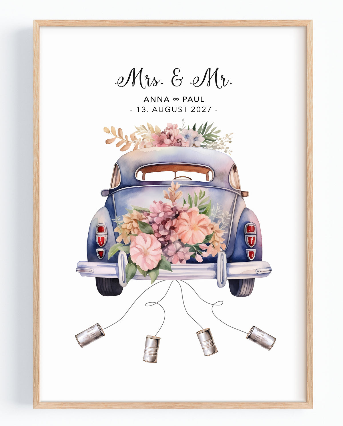 Just Married Auto Poster personalisiert – Hochzeitsgeschenk | Artower