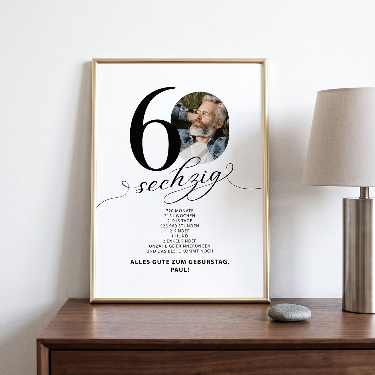 Geschenk zum 60. Geburtstag für Männer – Personalisiertes Geburtstagsposter mit Foto