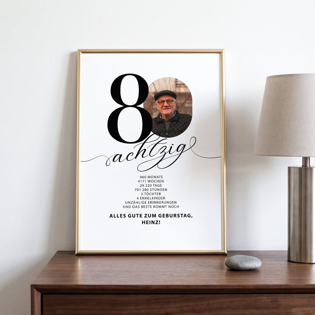 Geschenk zum 80. Geburtstag für Männer – Personalisiertes Geburtstagsposter mit Foto