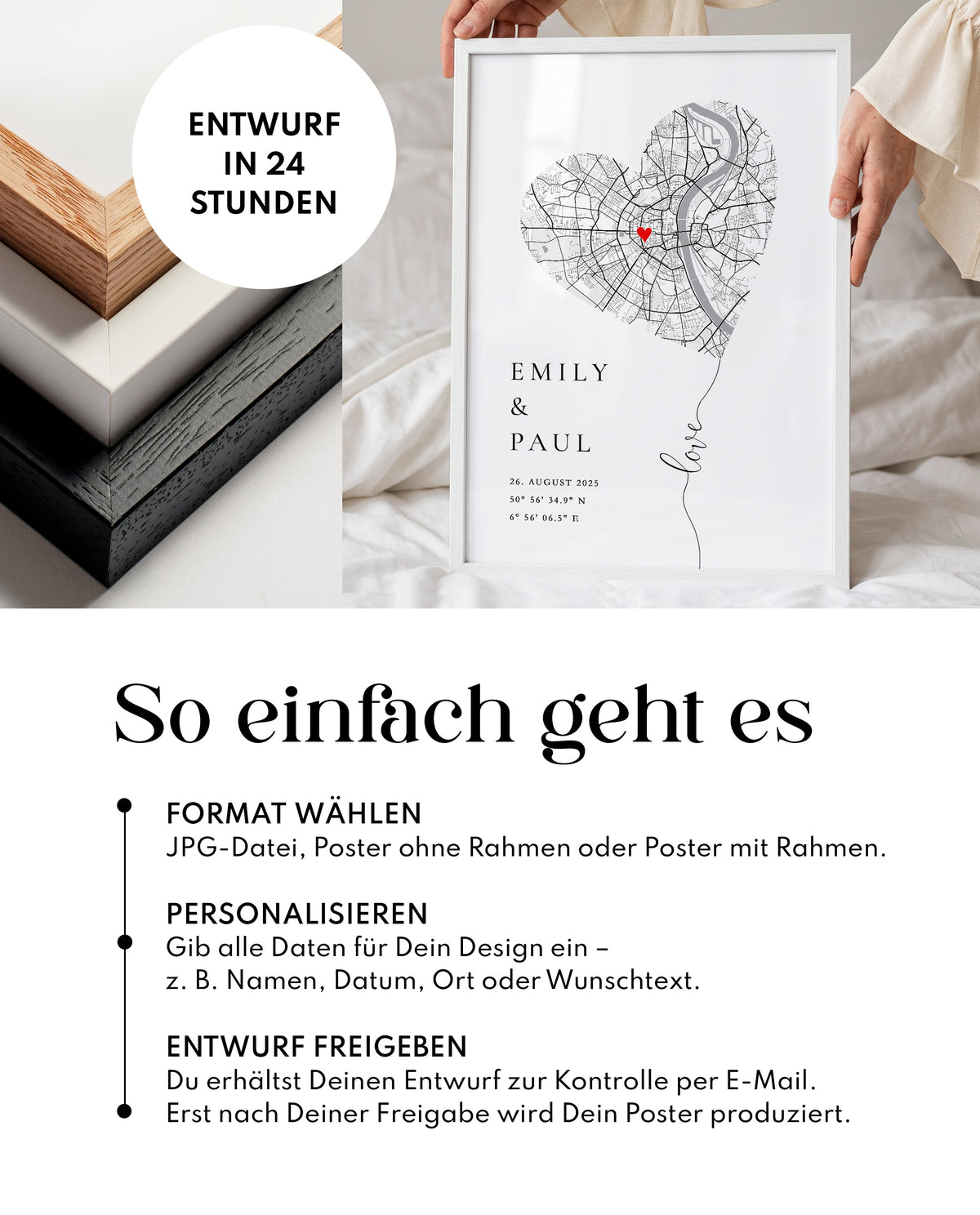 Verlobungsgeschenk - Personalisiertes Koordinaten Poster zur Verlobung oder Hochzeit