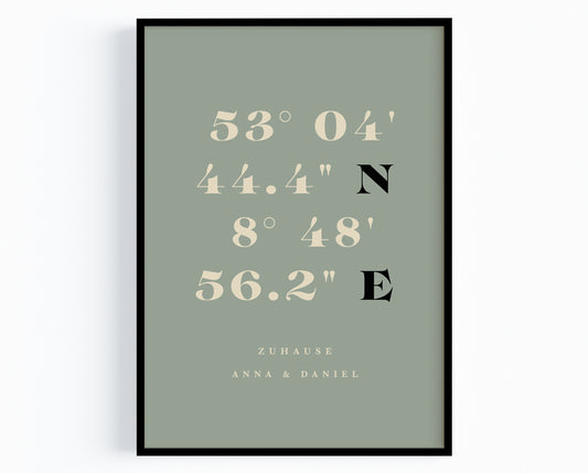 Retro Koordinaten Poster „Zuhause“ – Personalisiertes Einzugsgeschenk