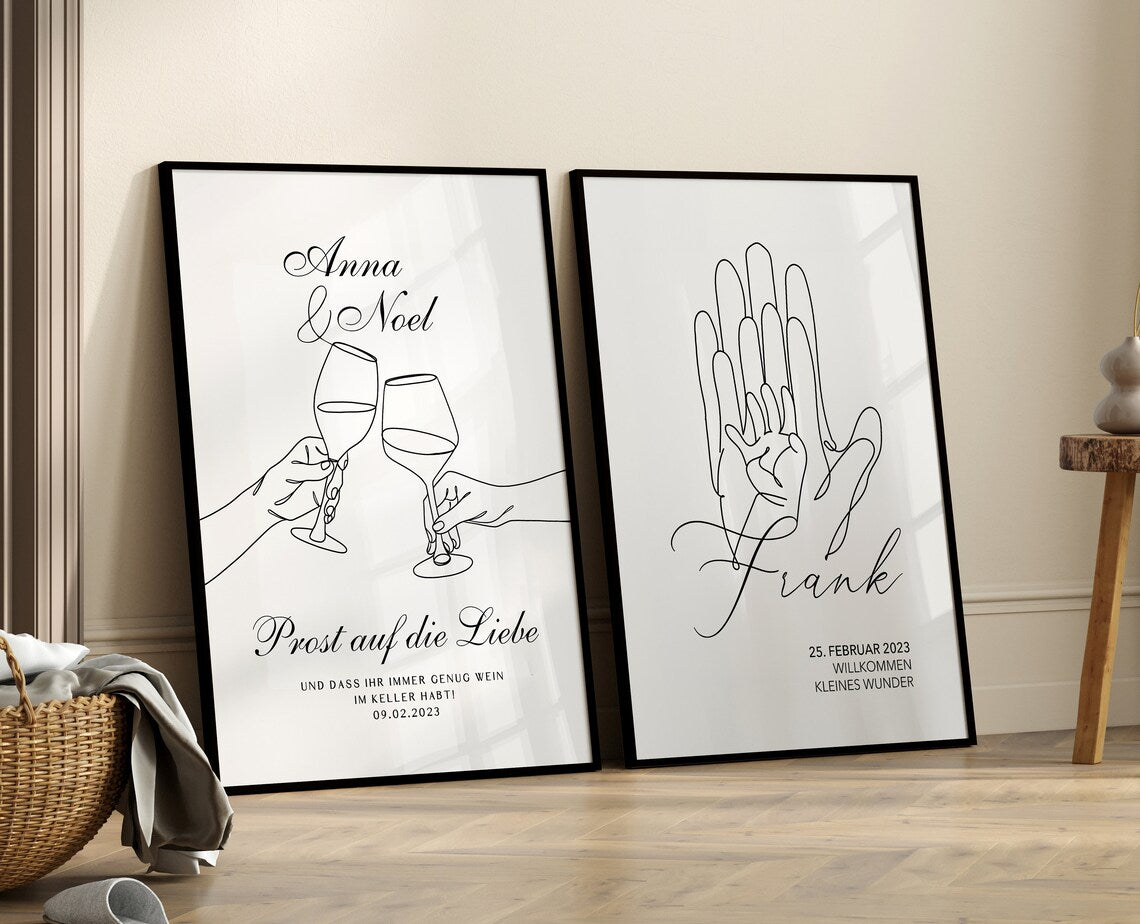 Hochzeit Geschenk – Wein Bild für Brautpaar