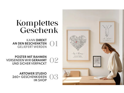 Hochzeitsbild mit Datum & Koordinaten – Geschenk für Brautpaar