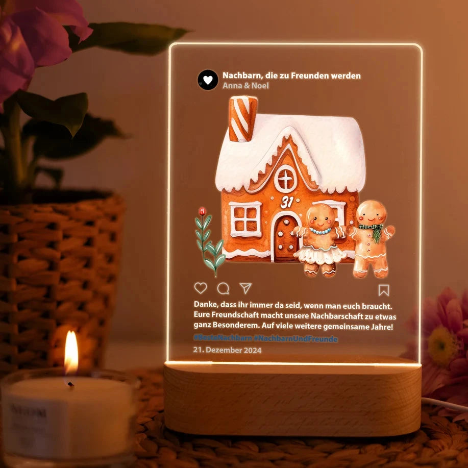 Nachtlicht mit Spruch - Weihnachtsgeschenk für Lieblingsnachbarn