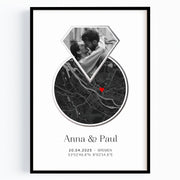 Koordinaten Poster zur Verlobung oder Hochzeit – Personalisiertes Ring Design