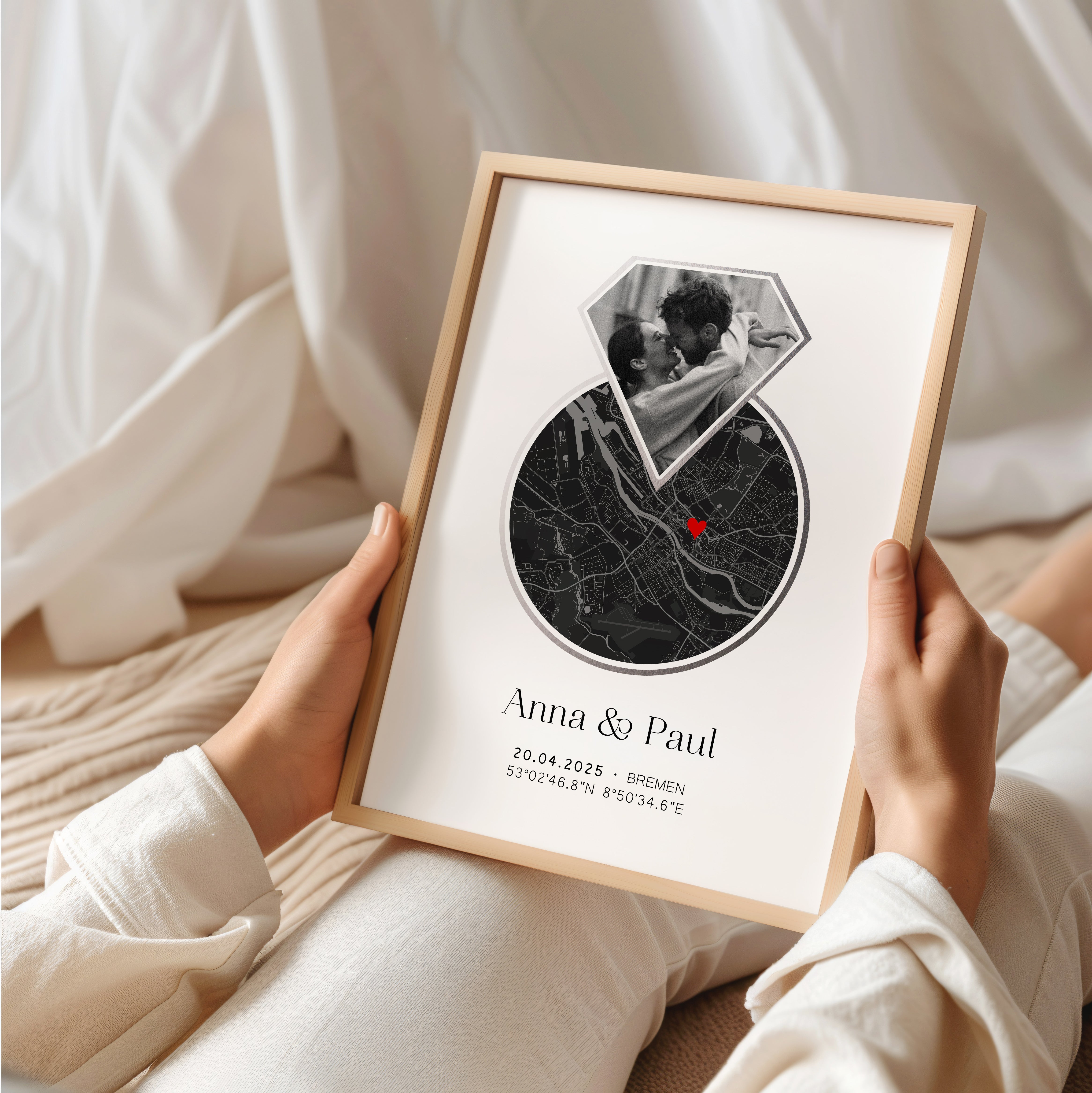 Koordinaten Poster zur Verlobung oder Hochzeit – Personalisiertes Ring Design