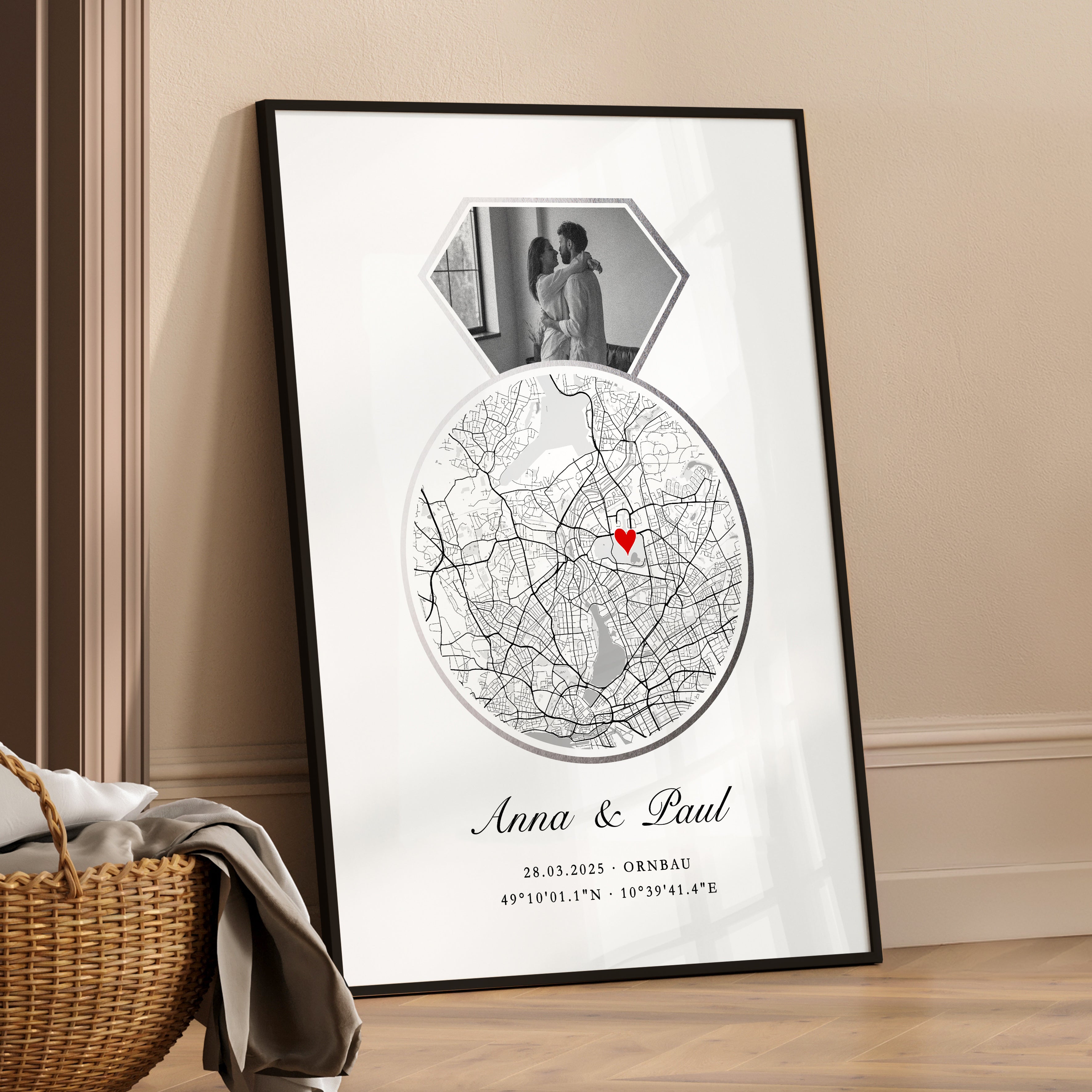 Silberhochzeit Geschenk – Personalisiertes Poster mit Koordinaten